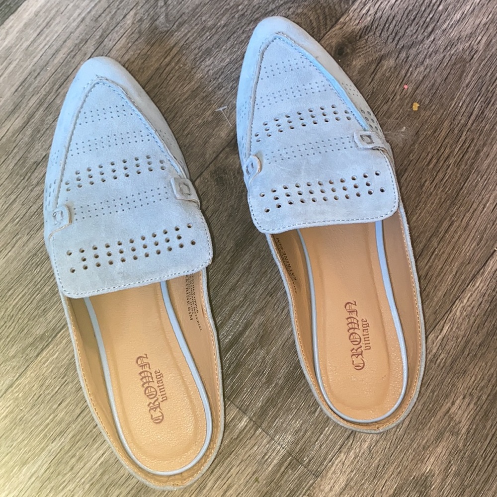 Crown Vintage Mules, Slide on Flats, Size 6.5